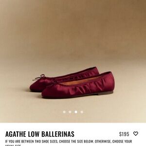 Sezane Agathe Low Ballerinas Pleated Burgundy Satin - Size 7